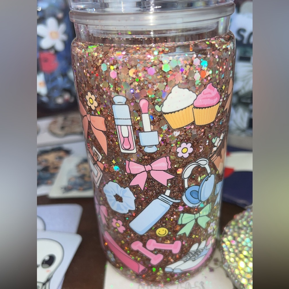 Glittery Tumbler with Colorful Stickers - Picture 4 of 5